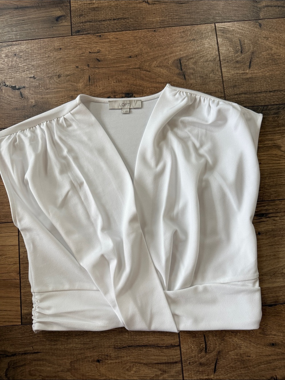 LOFT White Surplice V-Neck Blouse